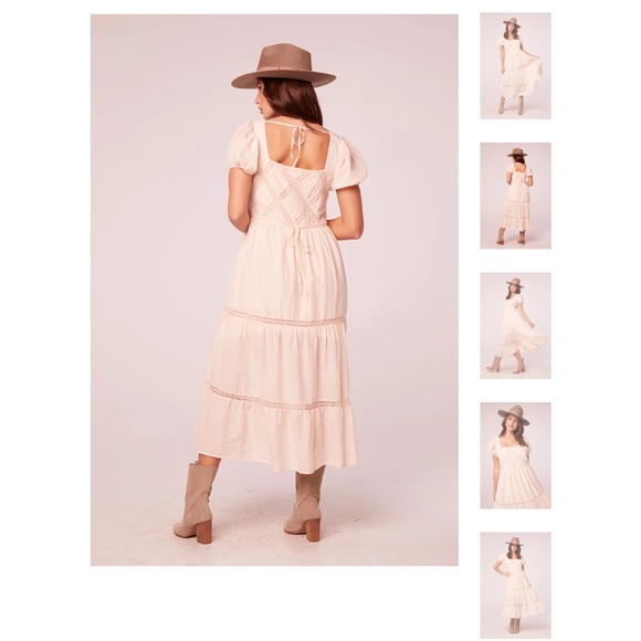 BAND OF THE FREE KAVYA LIGHT TEA LATTICE MAXI DRESS - Picture 10 of 16